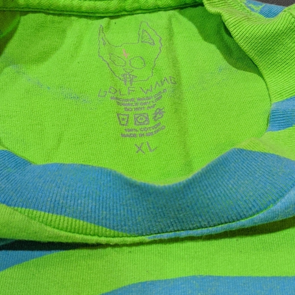 GOLF WANG Tiger Stripe Green Blue Tee RARE Sz XL - Picture 3 of 11